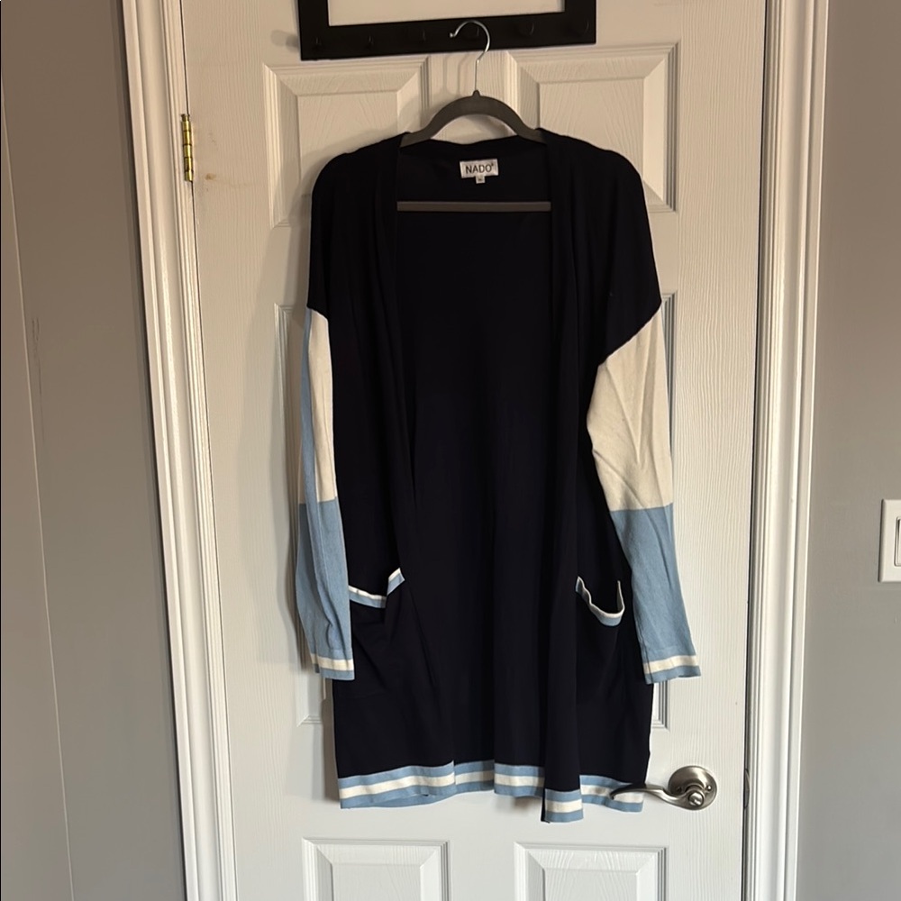 NADO Women's Navy and Light Blue Cardigan